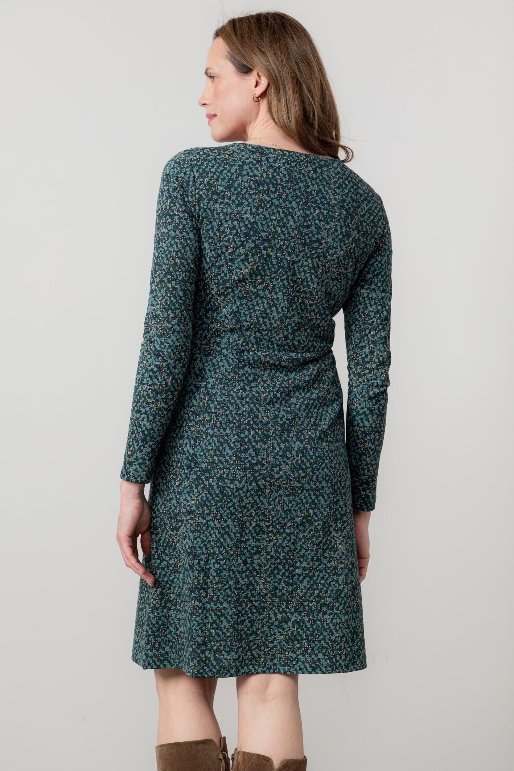 Lily & Me Lily & Me Women's Halmore Cotton Jersey Everyday Dress with Long Sleeves in Green - 4