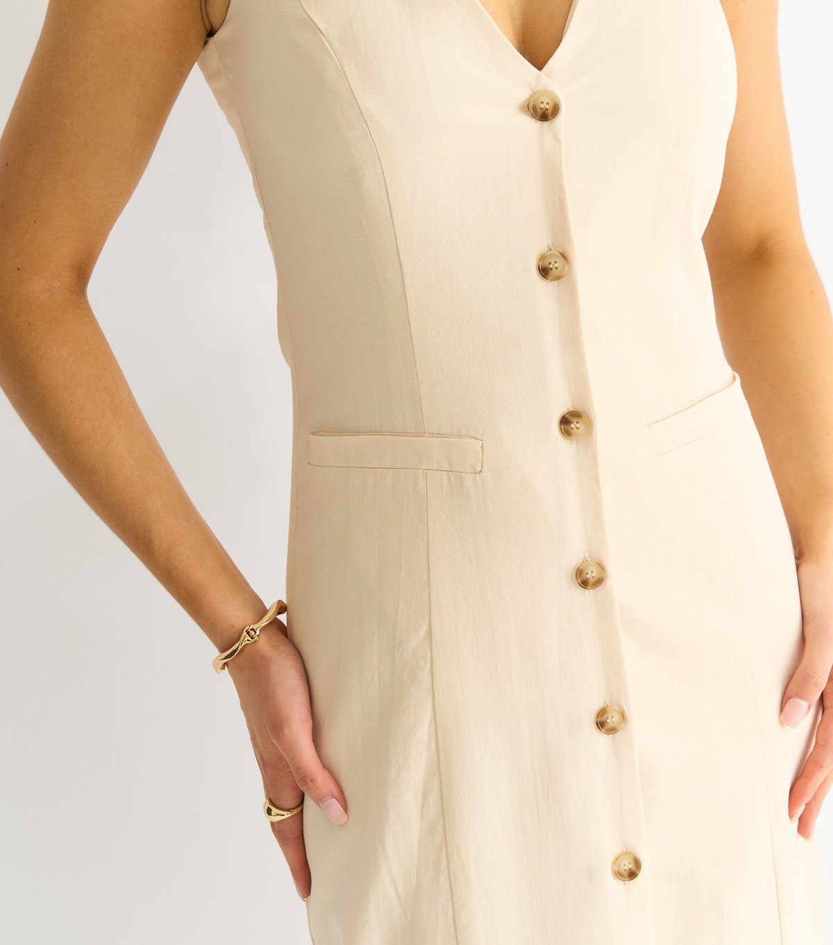 Gini London Women's Stone Button Front Midi Dress Gini London New Look - 2