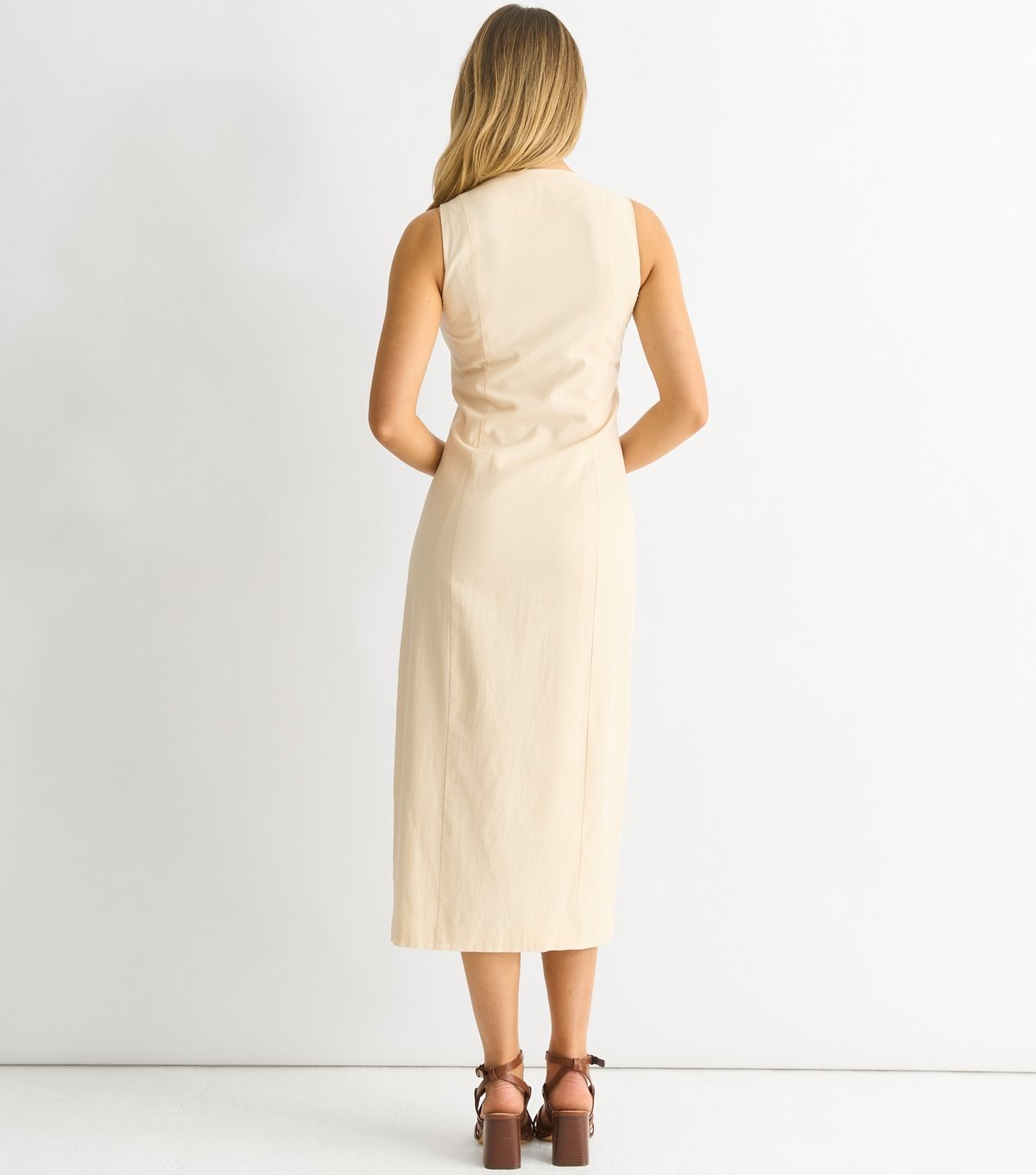 Gini London Women's Stone Button Front Midi Dress Gini London New Look - 4