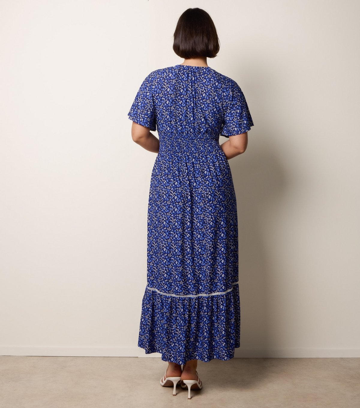 Blue Vanilla Women's Blue Floral Print Button Front Midi Dress Blue Vanilla New Look - 4