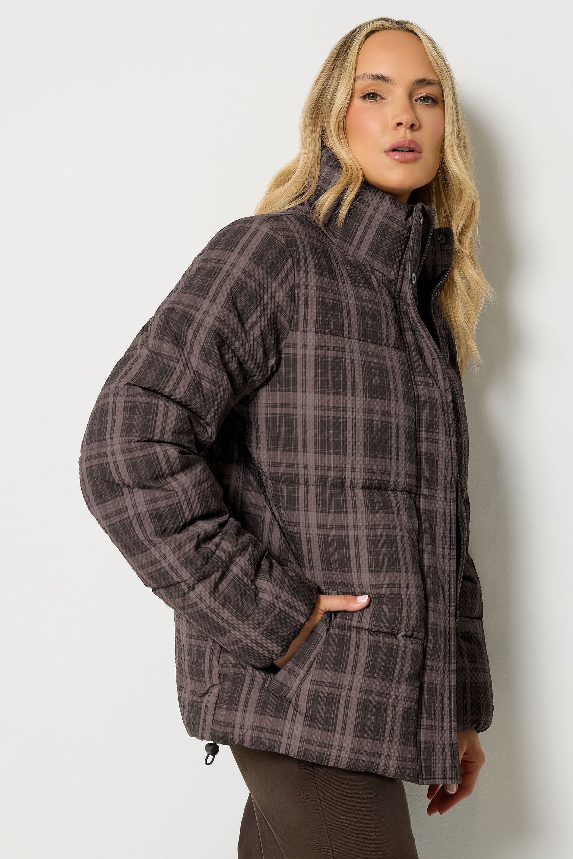 Long Tall Sally Long Tall Sally Women's Tall Crinkle Padded Coat in Brown