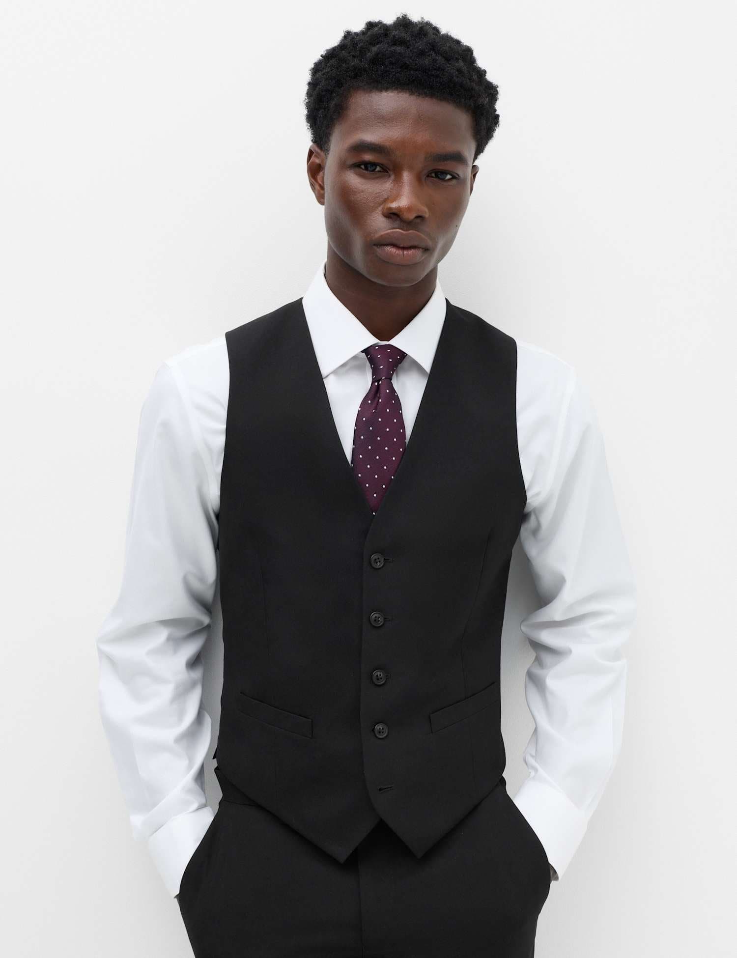 Marks & Spencer M&S Regular Fit Machine Washable Waistcoat Black