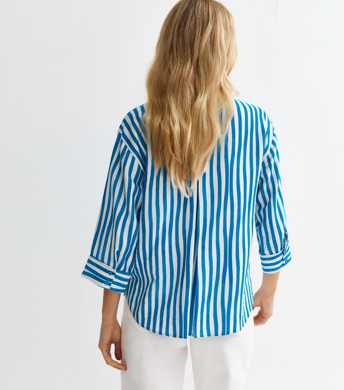 New Look Women's Blue Striped 3/4 Sleeve Shirt New Look - 4