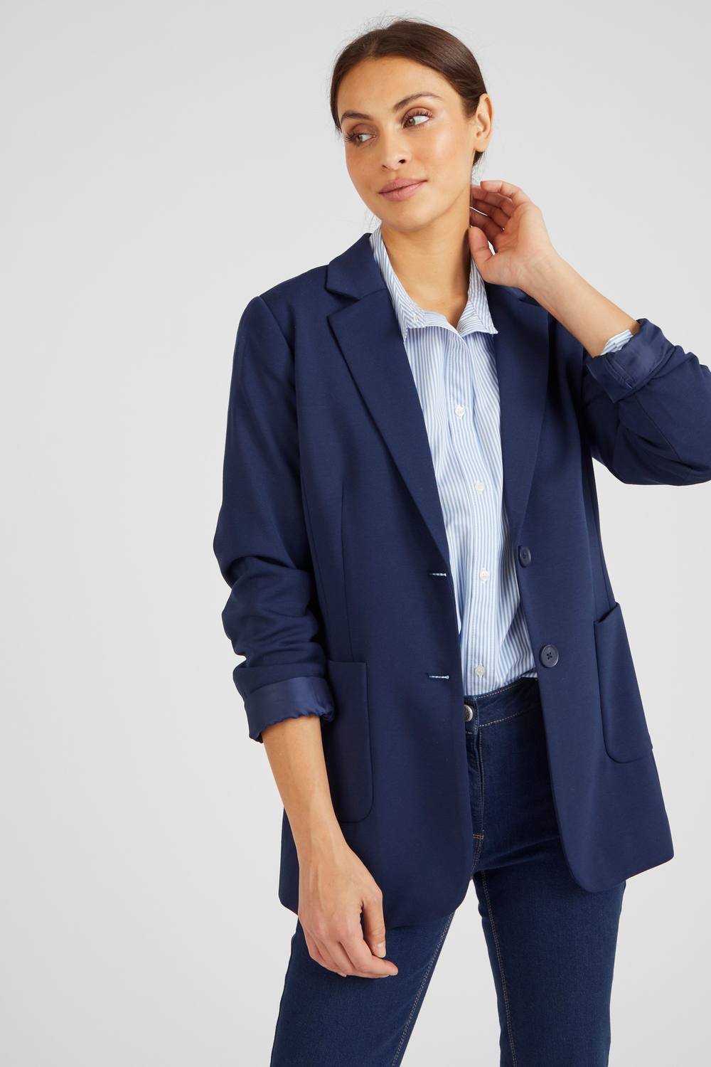 Damart Damart Women's Stretch Tailored Jersey Blazer - Smart & Comfortable in Navy - 2