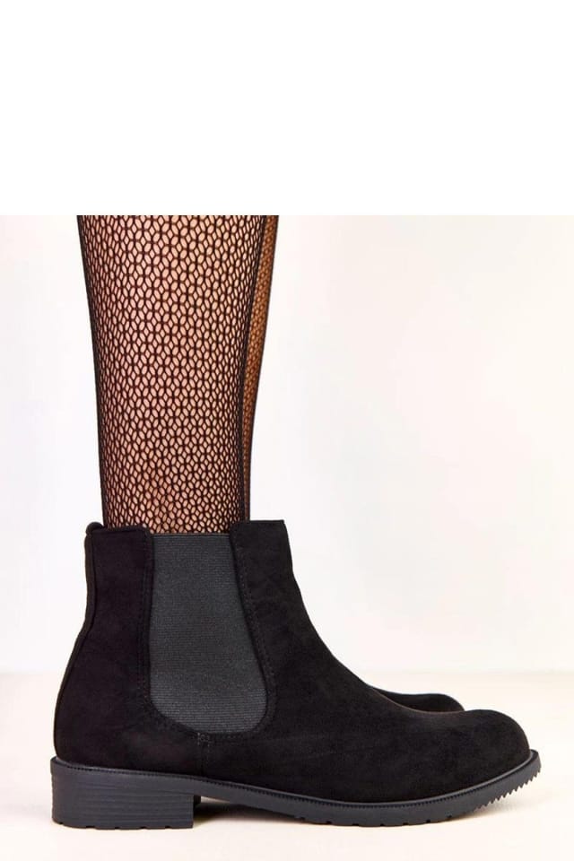 Love Lace Love Lace Women's Stylish Ankle Boots Faux Suede Comfort Low Heel Elastic Zipper in Black - 2