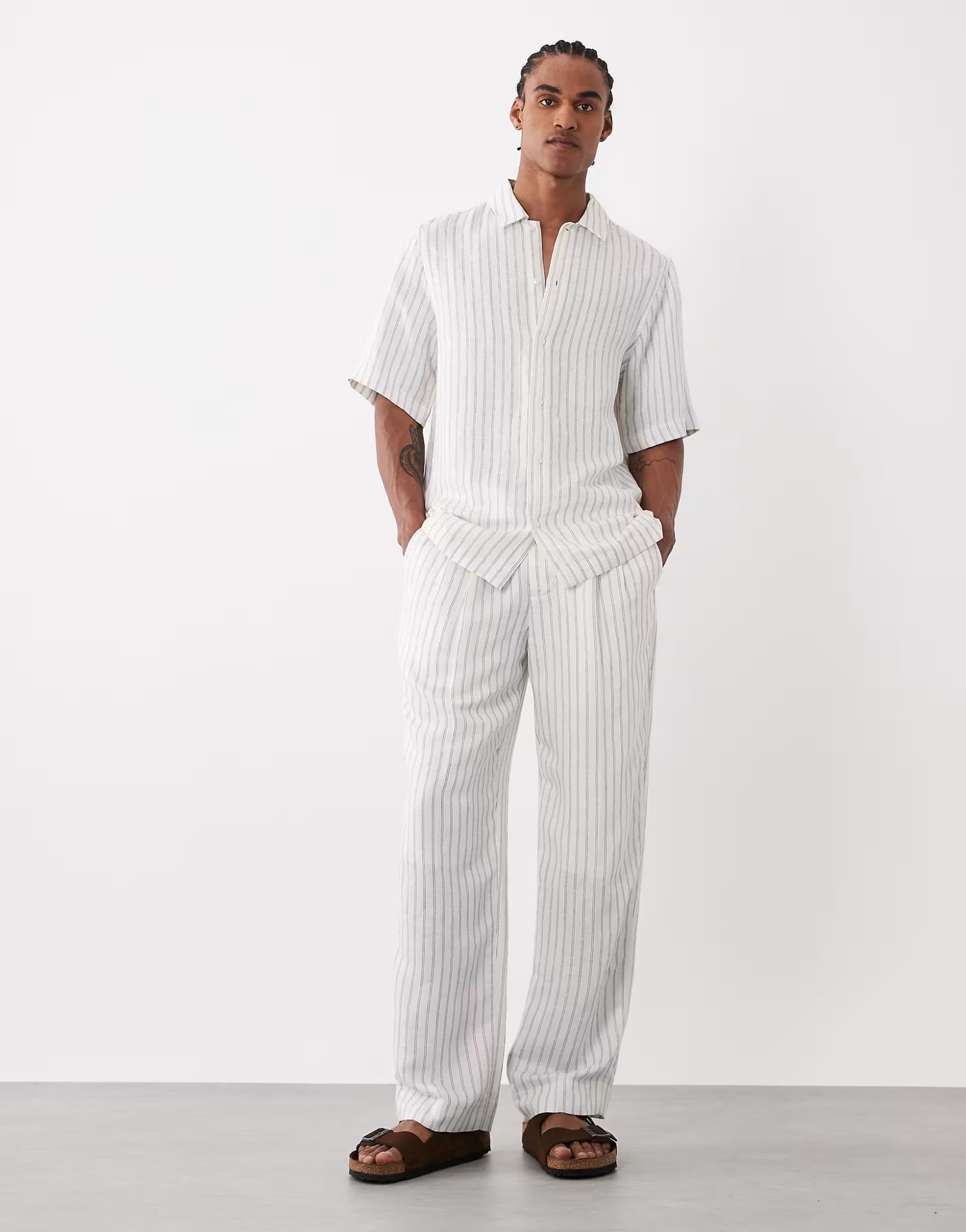 ASOS Tommy Hilfiger linen trousers co-ord in white pinstripe