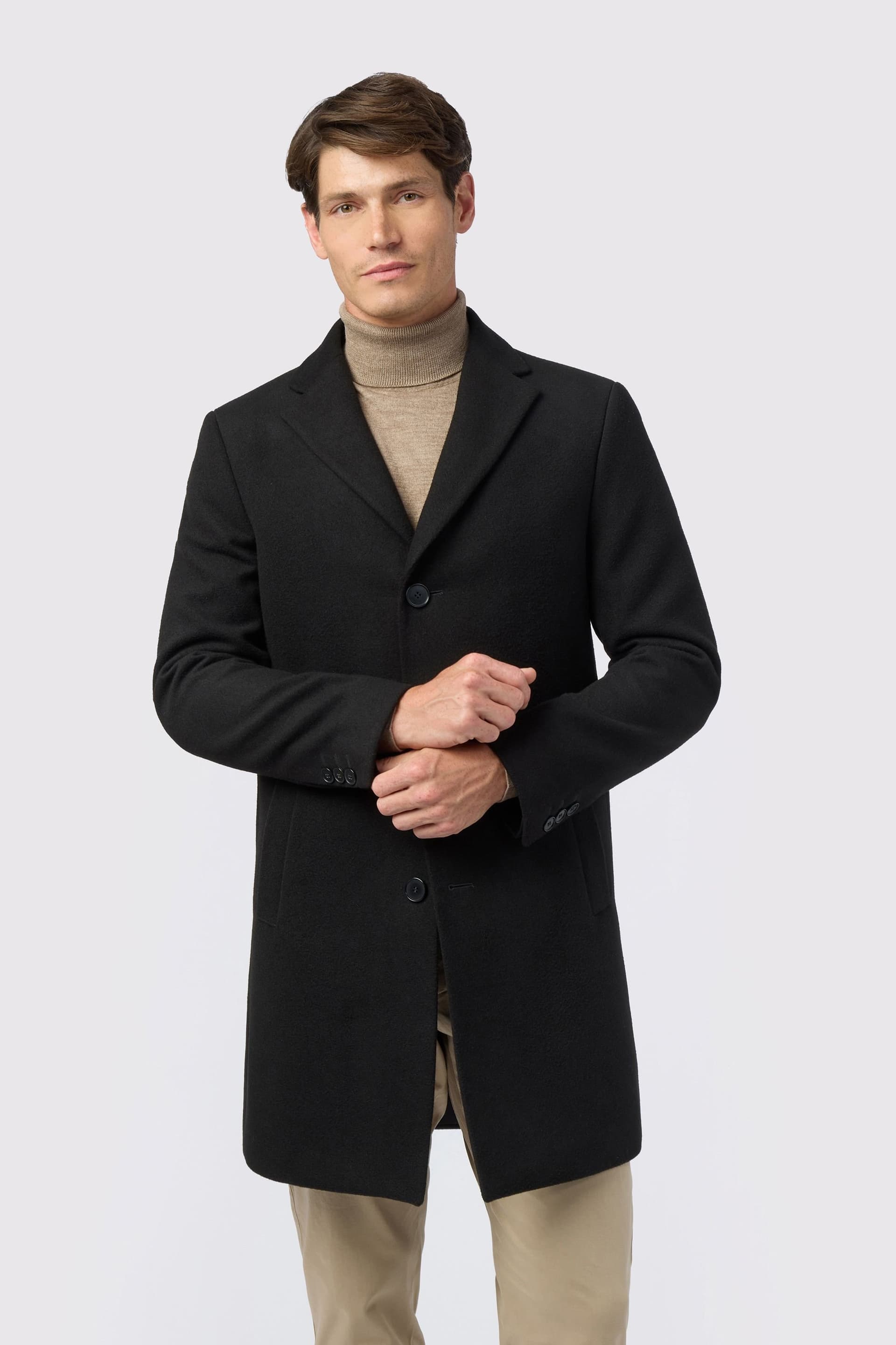 Melka Melka Men's Slim Fit Overcoat in Black