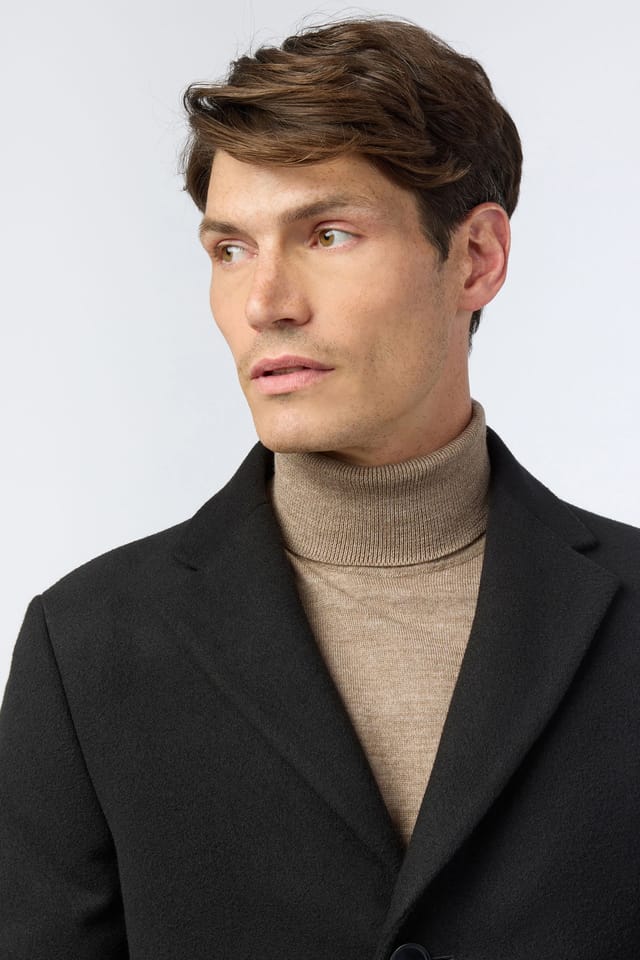 Melka Melka Men's Slim Fit Overcoat in Black - 3