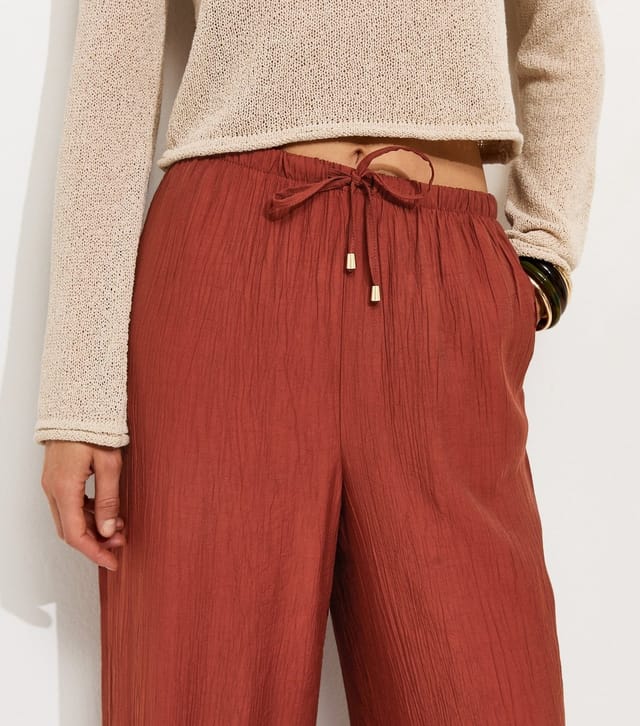 New Look Women's Tall Rust Crinkle Texture Wide Leg Trousers New Look - 2