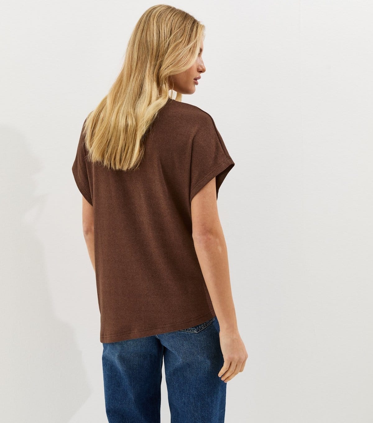 New Look Women's Dark Brown Textured Soft Touch Buckle Detail Top New Look - 4