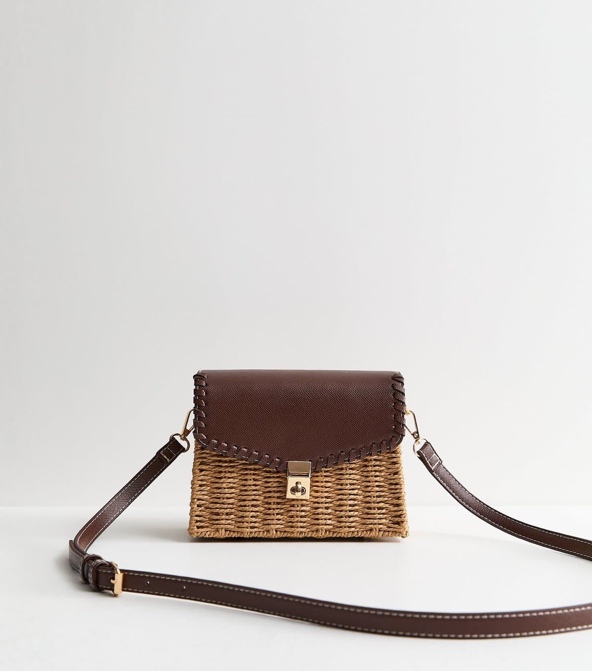 New Look New Look Stone Wicker Crossbody Bag