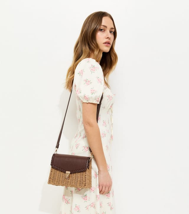 New Look Stone Woven Wicker Front Flap Crossbody Bag New Look - 2