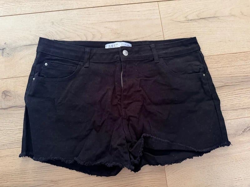 Primark Primark Black Denim Shorts UK 18 High Waist Frayed Hem Summer Festival