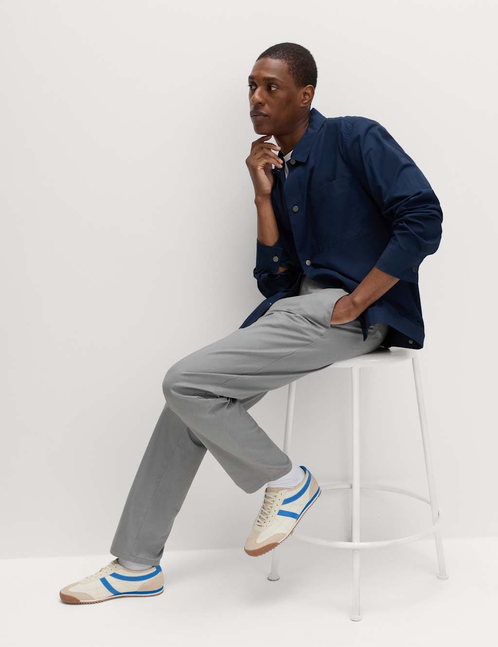 Marks & Spencer M&S Regular Fit Pure Cotton Chinos Ash Grey - 3