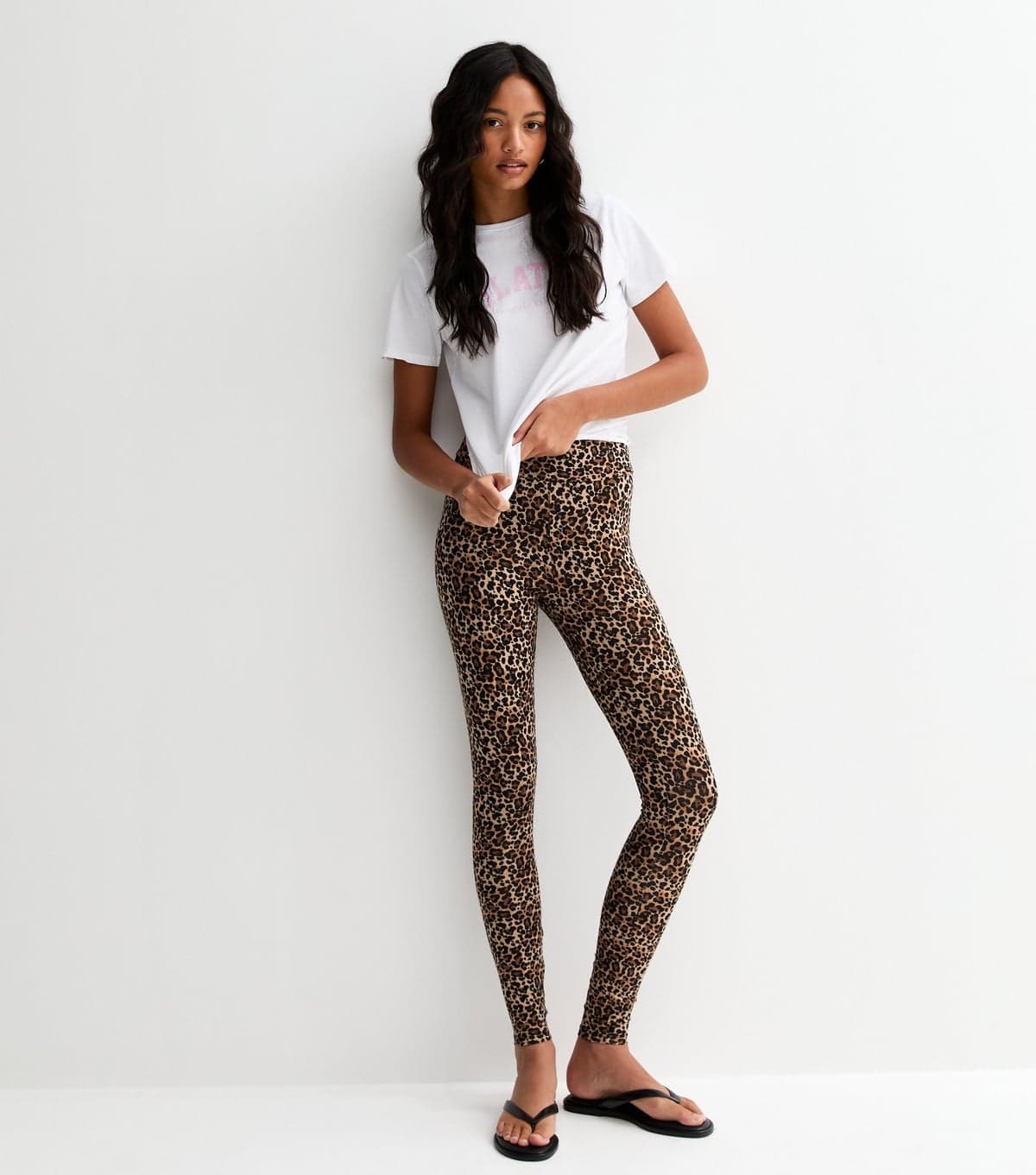 New Look Women's Brown Leopard Print High Waist Leggings New Look