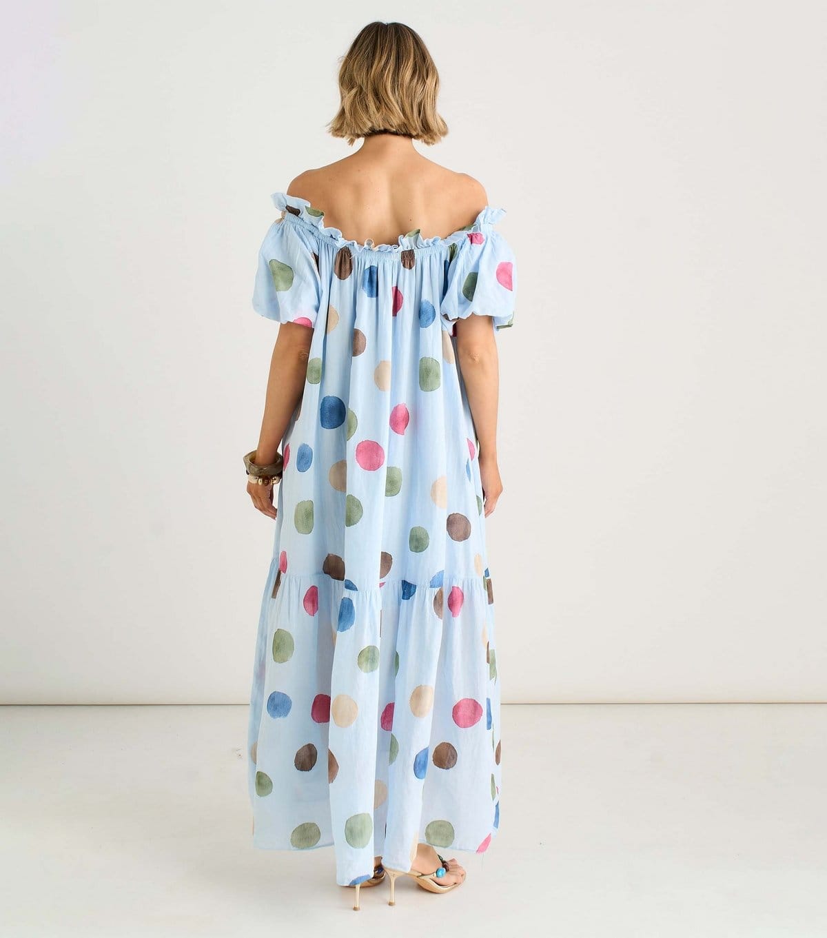 Gini London Women's Blue Polka Dot Puff Sleeve Maxi Dress Gini London New Look - 4