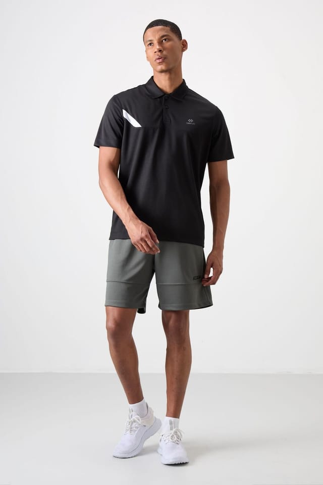 Tommy Life Tommy Life Men's Polo Collar Short Sleeve T-Shirt in Black - 2