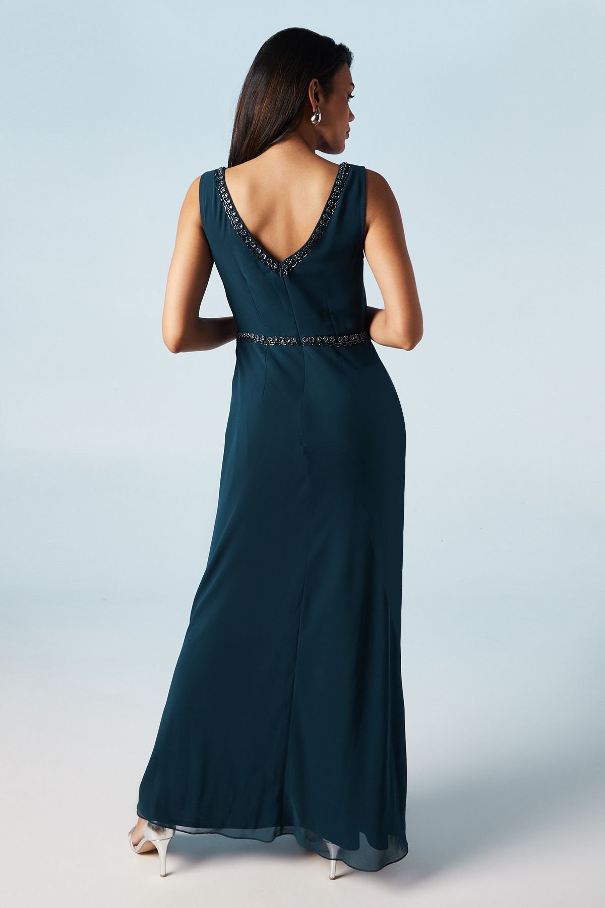 Coast Coast Women's Trim Detail V Back Sleeveless Bridesmaid Dress in Navy - 3
