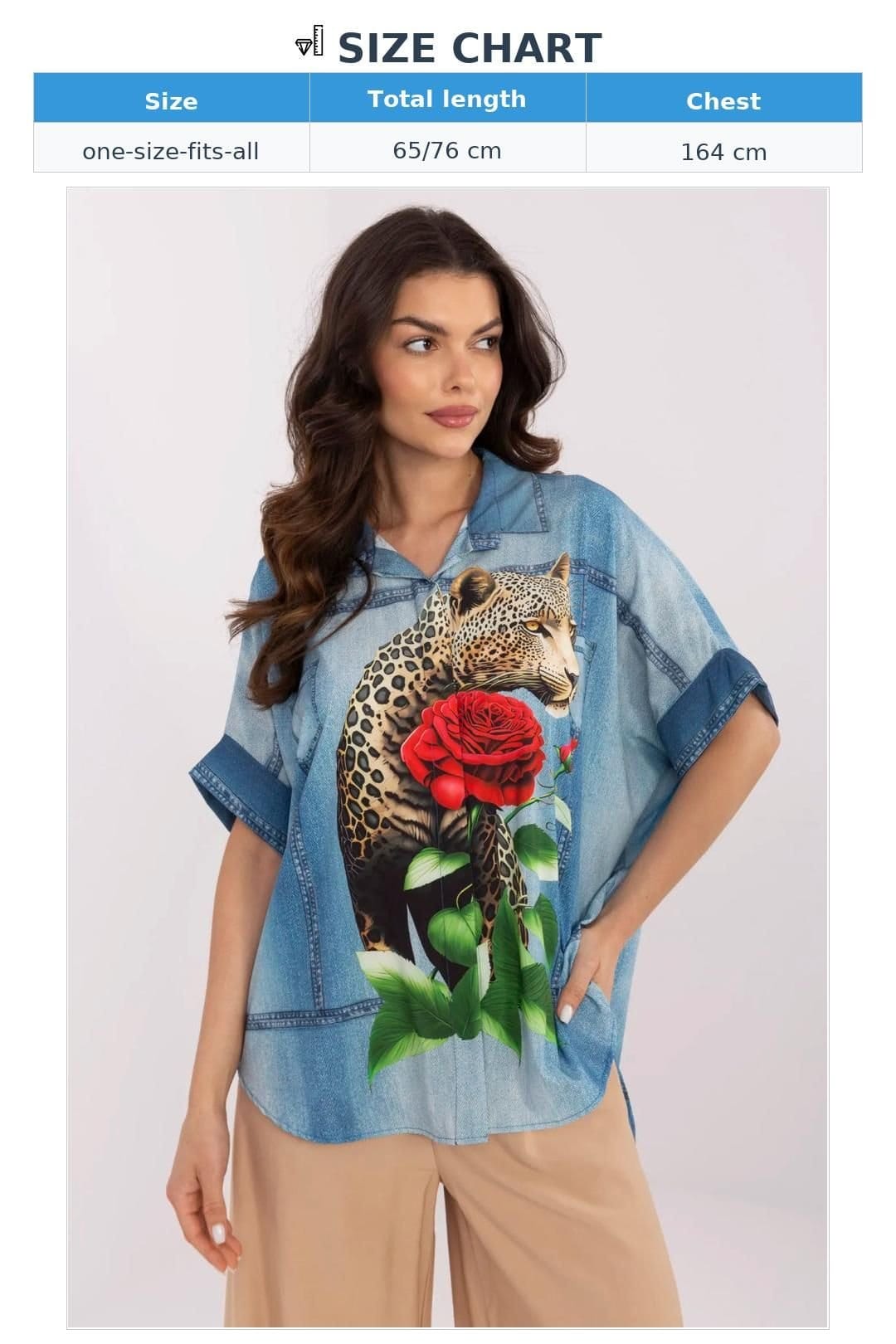 Love Lace Love Lace Women's Casual Viscose Blend Long Sleeve Shirt Print in Blue - 4