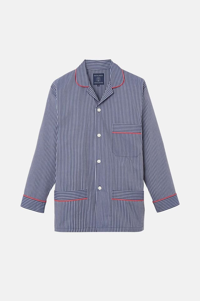 British Boxers British Boxers Men's "Winchester" Stripe Crisp Cotton Pyjama Set in Navy - 3