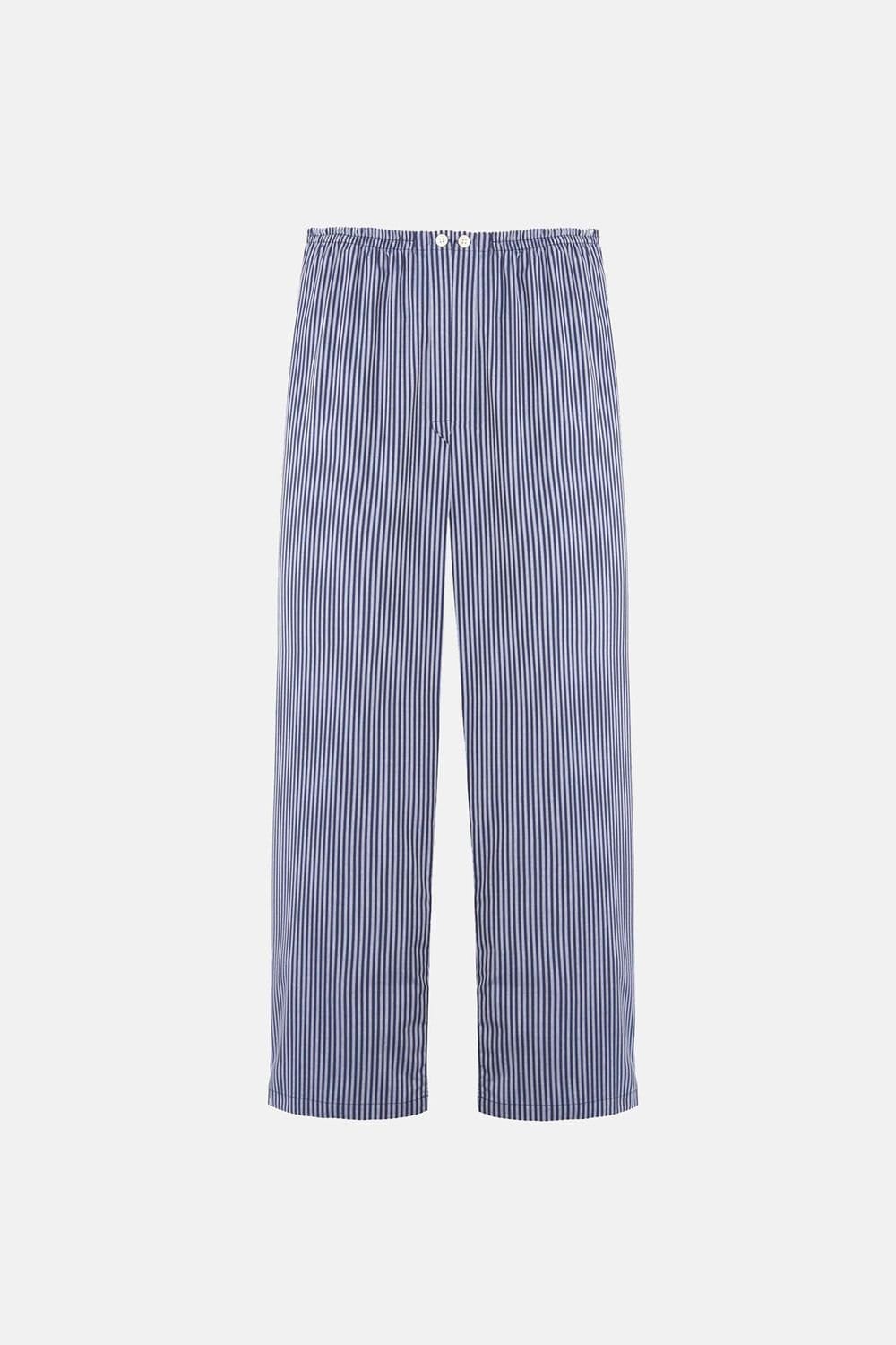 British Boxers British Boxers Men's "Winchester" Stripe Crisp Cotton Pyjama Set in Navy - 4