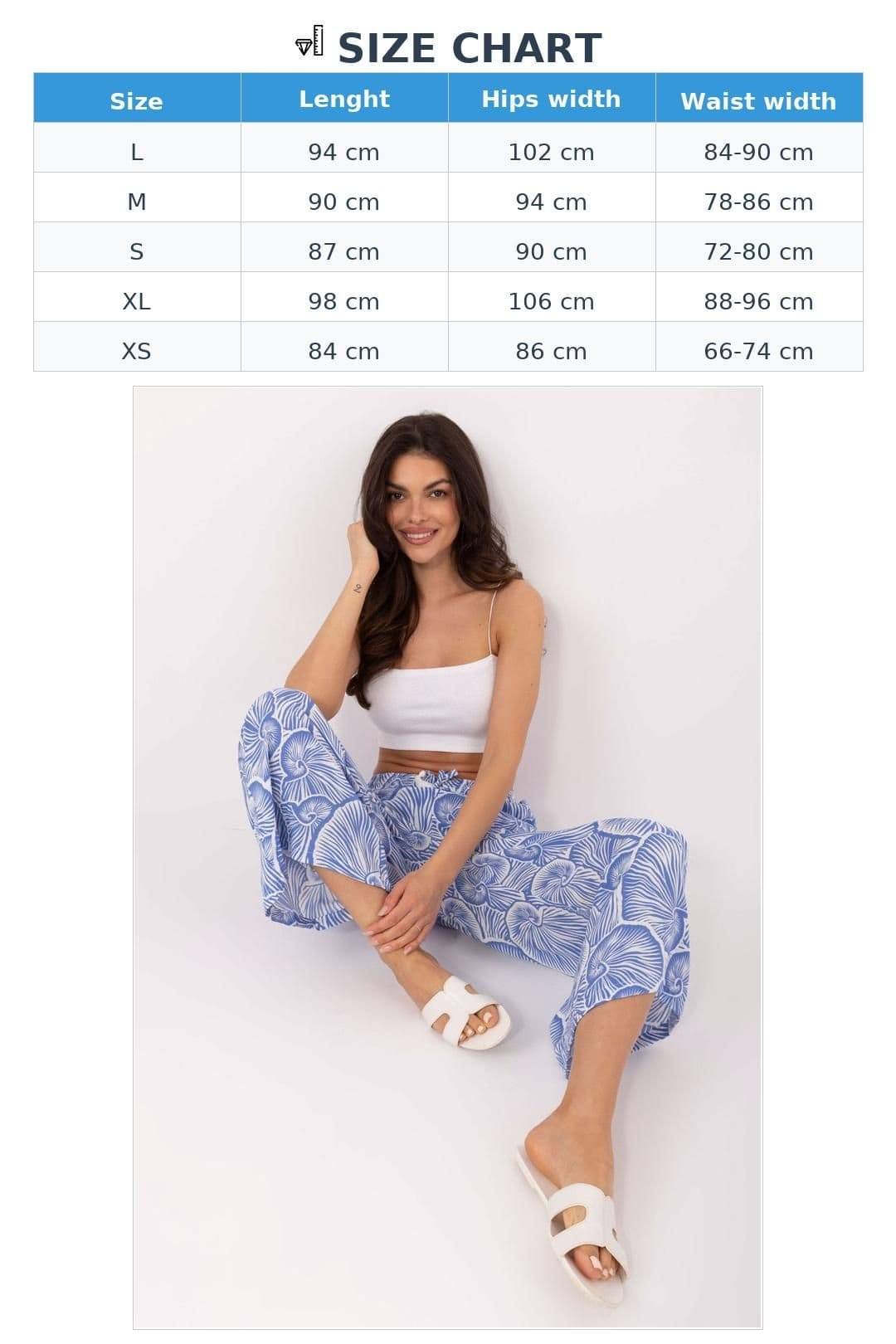 Love Lace Love Lace Women's Breathable Viscose Wide Leg Tie Waist Trousers in Blue - 4