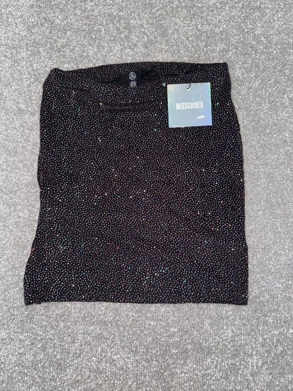 Missguided Missguided Black Glitter Sparkle Mini Skirt Size 8 | Party Festival Y2K