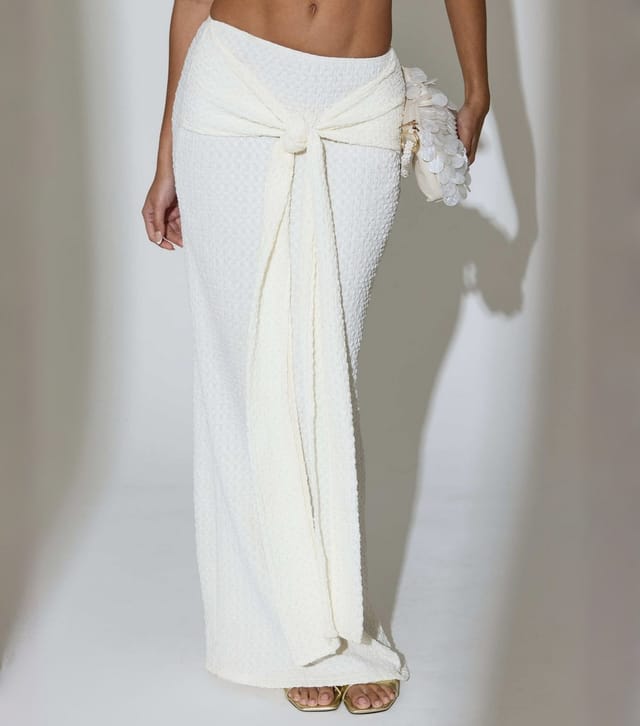 South Beach Women's Cream Textured Sash Waist Maxi Skirt South Beach New Look - 3