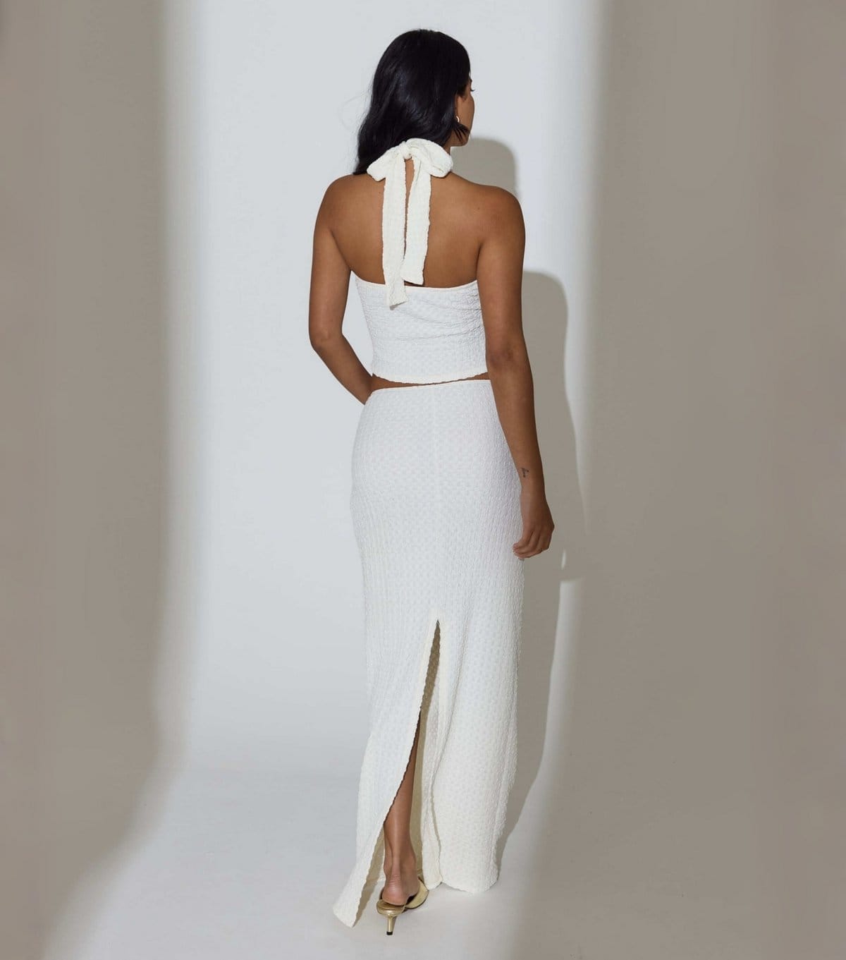 South Beach Women's Cream Textured Sash Waist Maxi Skirt South Beach New Look - 4