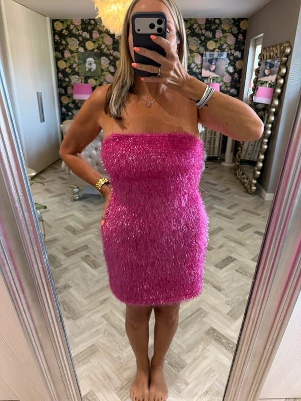 Never Fully Dressed Never Fully Dressed fully lined textured sparkly stretchy dress size 12 petite new