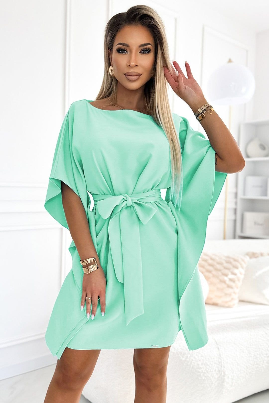 Love Lace Women's Mint Green Butterfly Dress Waist Tie
