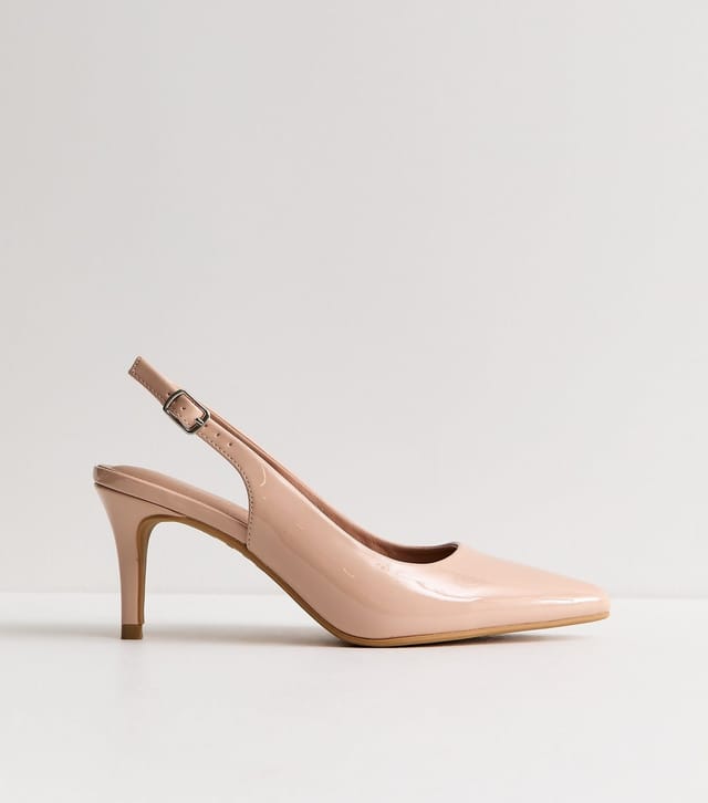 New Look Women's Pink Faux Leather Slingback Stiletto Court Shoes Vegan New Look - 2