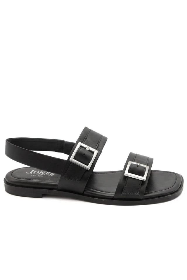 Jones Bootmaker Jones Bootmaker Women's Haniya Leather Dual Buckle Fasten Sandals in Black - 2
