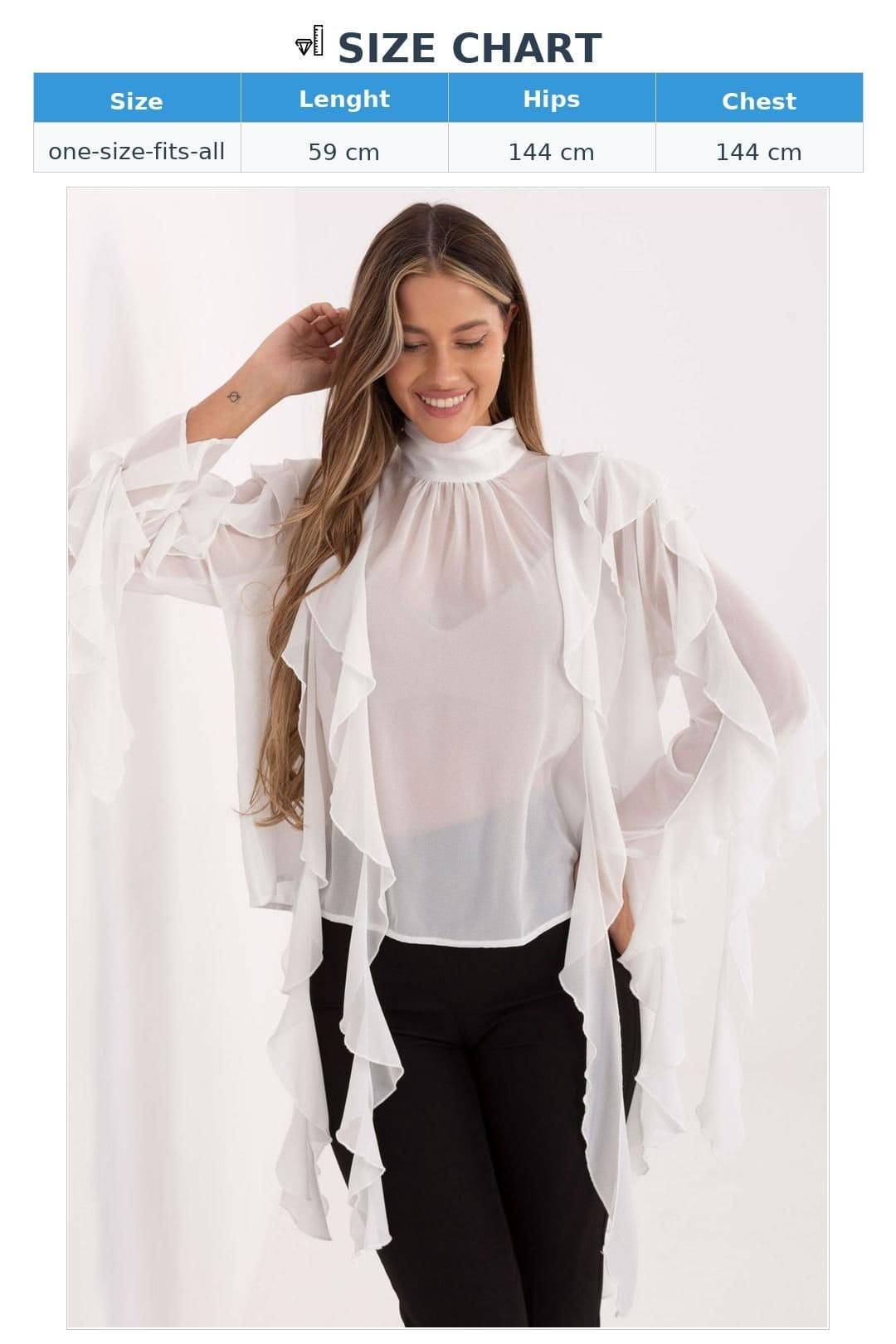 Love Lace Love Lace Women's Elegant Viscose Polyester Turtleneck Blouse in White - 4