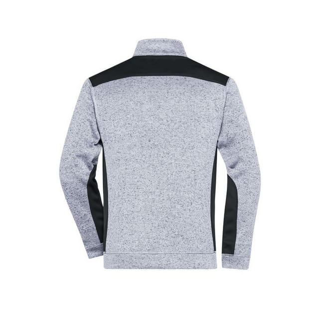 James and Nicholson James and Nicholson Men's Strong Knitted Work Fleece Jacket in Light Grey - 2