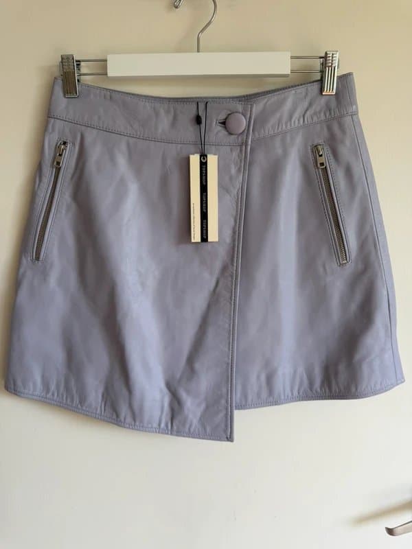 Topshop Topshop Real Leather Lilac Wrap Mini Skirt UK 12 BNWT