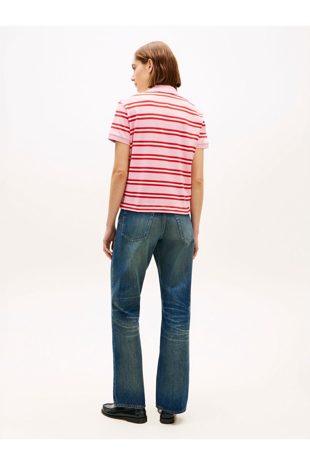 Tommy Hilfiger Tommy Hilfiger Women's Multistripe Modern Ss Polo Preppy Stripe Bonita Pink Fireworks - 4