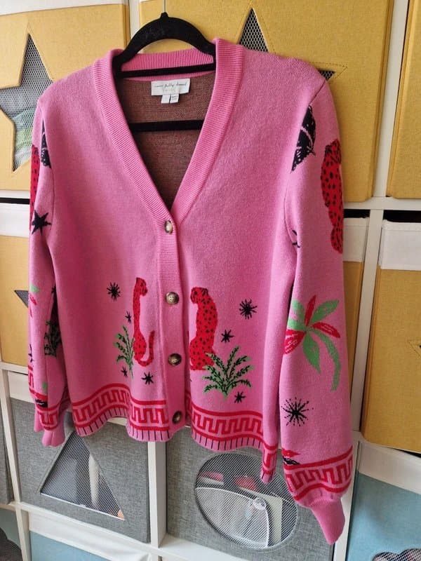 Never Fully Dressed Never fully dressed women's Pink Running Wild Cardigan size L (14-16)
