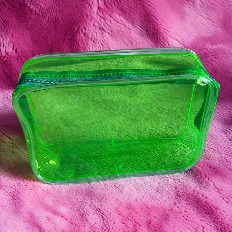 Green Brand new neon green transparent makeup bag pencil case school college beauty