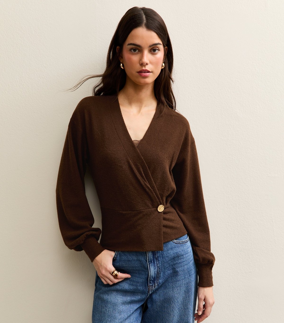 New Look Women's Dark Brown Wrap Top New Look - 2