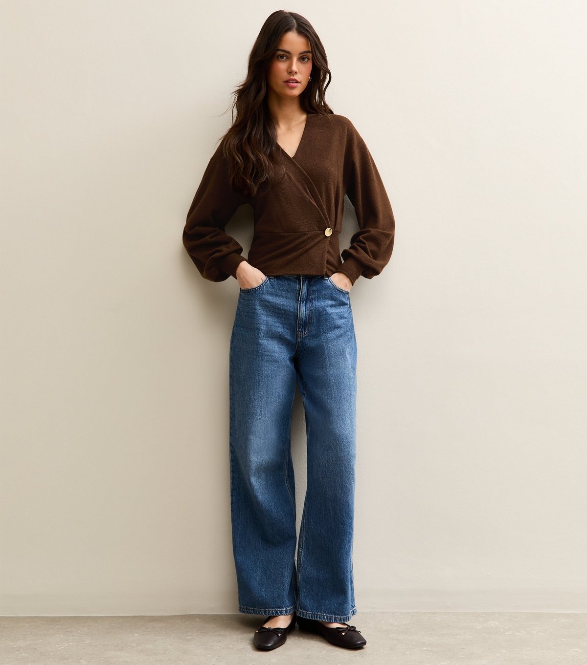 New Look Women's Dark Brown Wrap Top New Look - 3