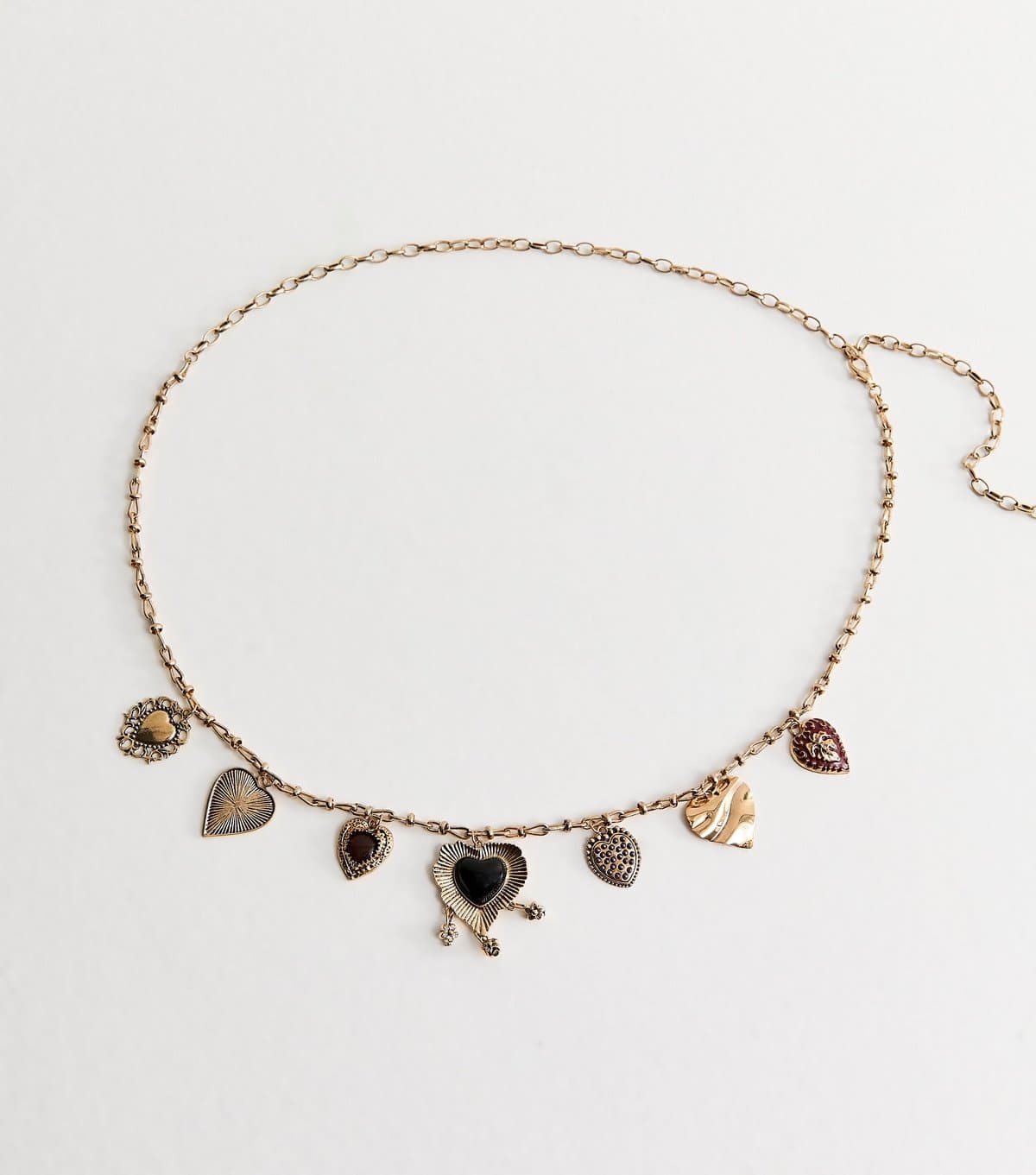 New Look Gold Tone Heart Charm Chain Belt New Look