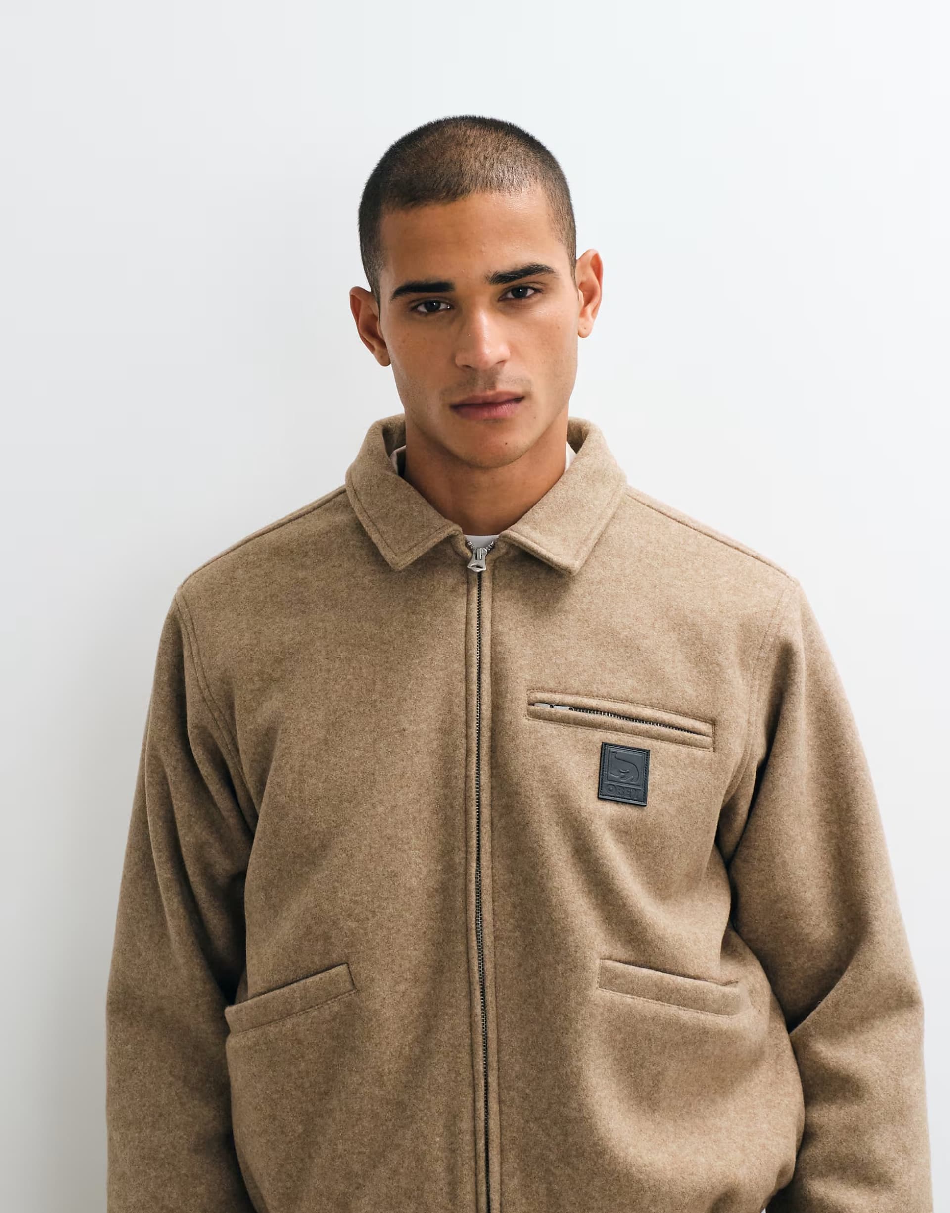 ASOS Obey ledger wool mix blouson jacket in brown