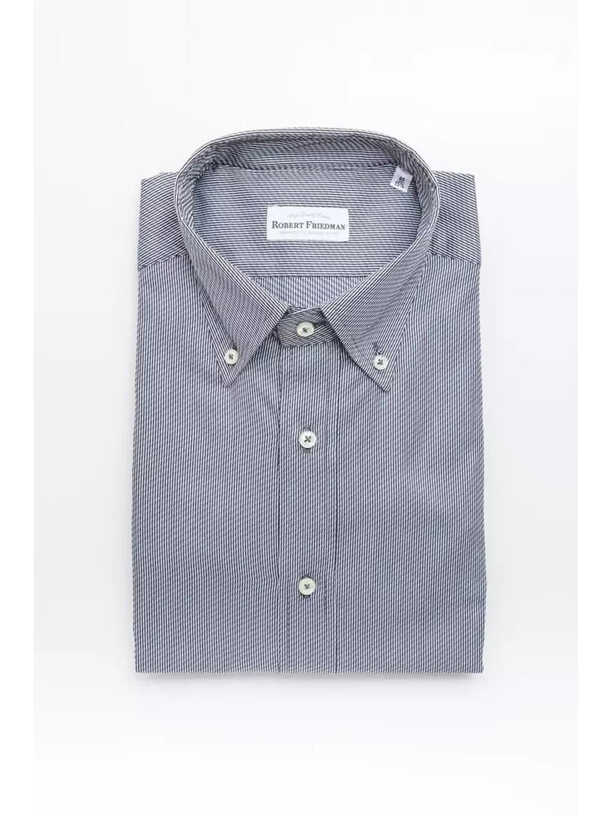 Robert Friedman Robert Friedman Men's Blue Cotton Shirt - 2