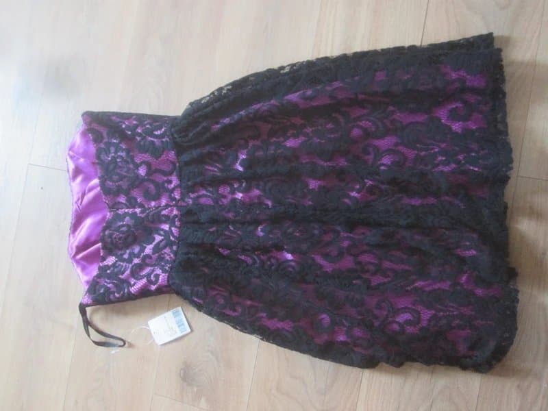 Vivian Diamond Vivian Diamond size 10 8 ? black lace over purple strapless Midi occasion Dress Brand new with tags