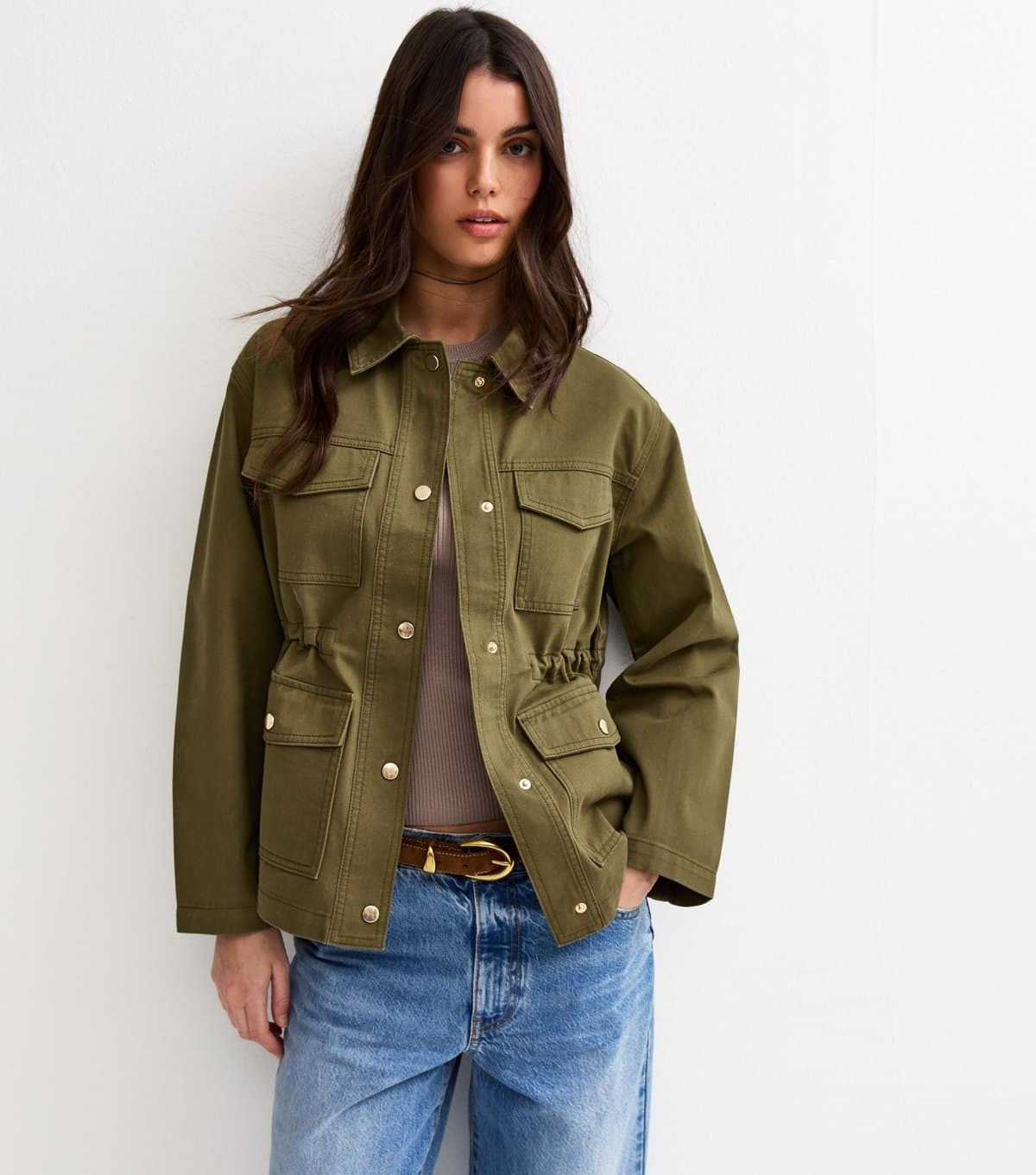 New Look Women's Khaki Four Pocket Shacket New Look