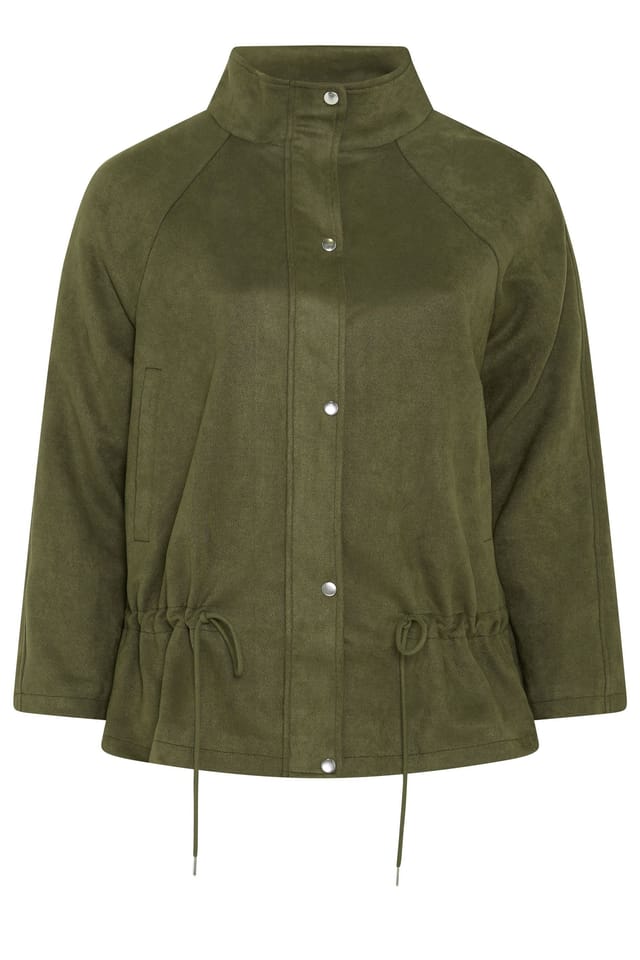 Yours Yours Women's Suedette Draw Cord Jacket in Green - 2