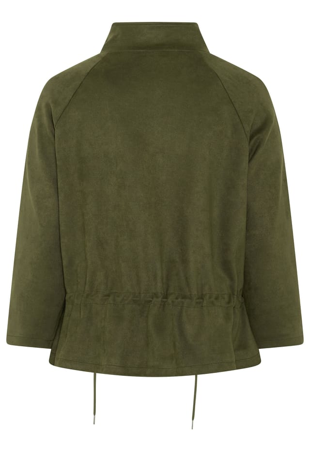 Yours Yours Women's Suedette Draw Cord Jacket in Green - 3