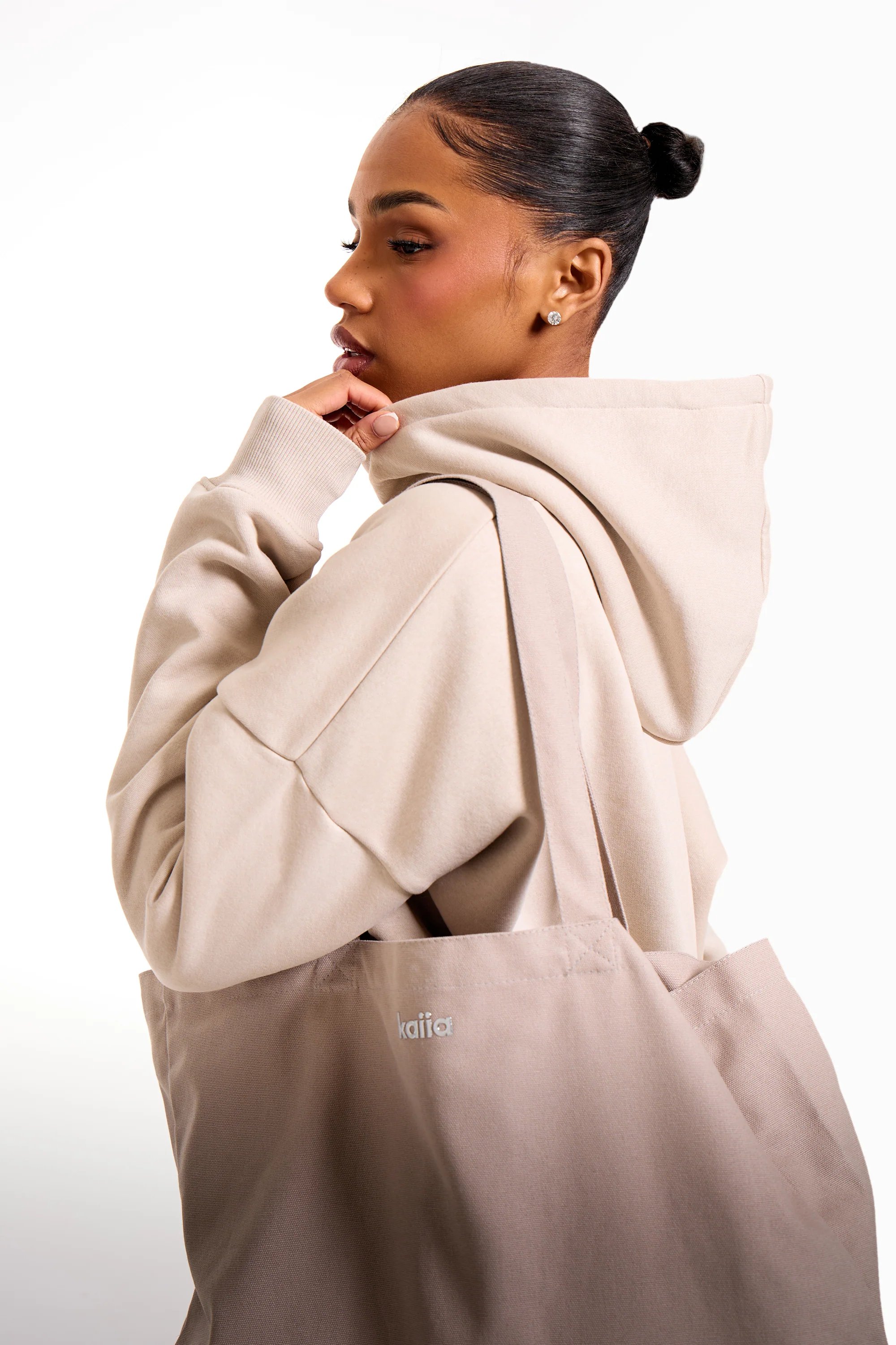 Kaiia Kaiia Chrome Logo Tote Bag Grey Taupe - 4