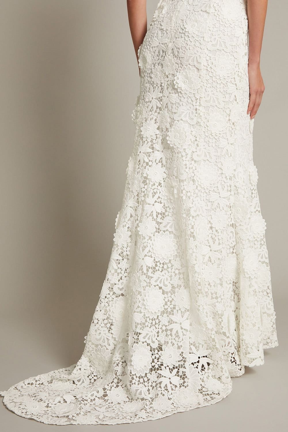Monsoon Monsoon Women's Clare Floral Embroidered Bardot Wedding Dress Ivory - 4